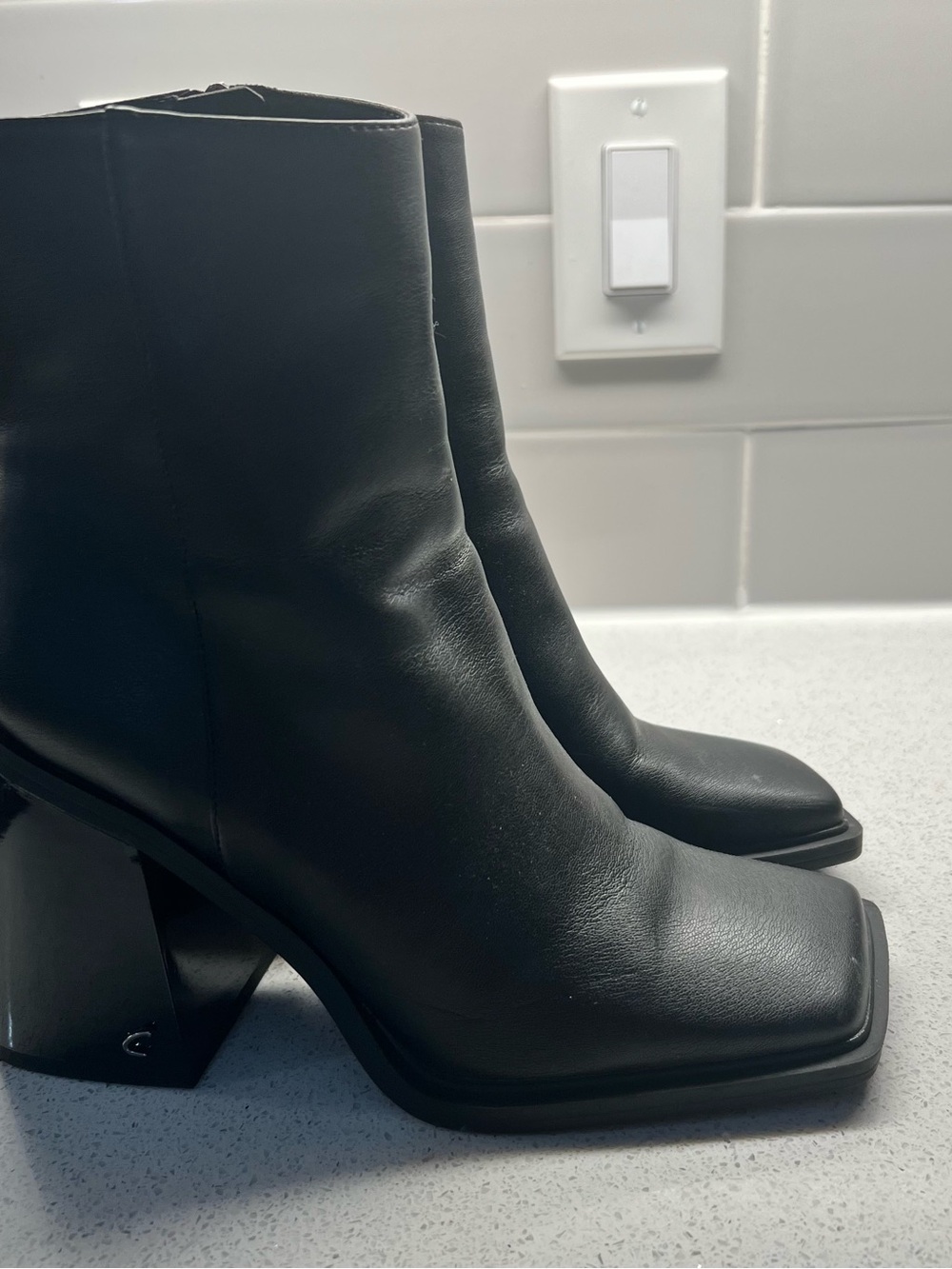 Circus by Sam Edelman Black Square-Toe Block Heel Ankle Boots